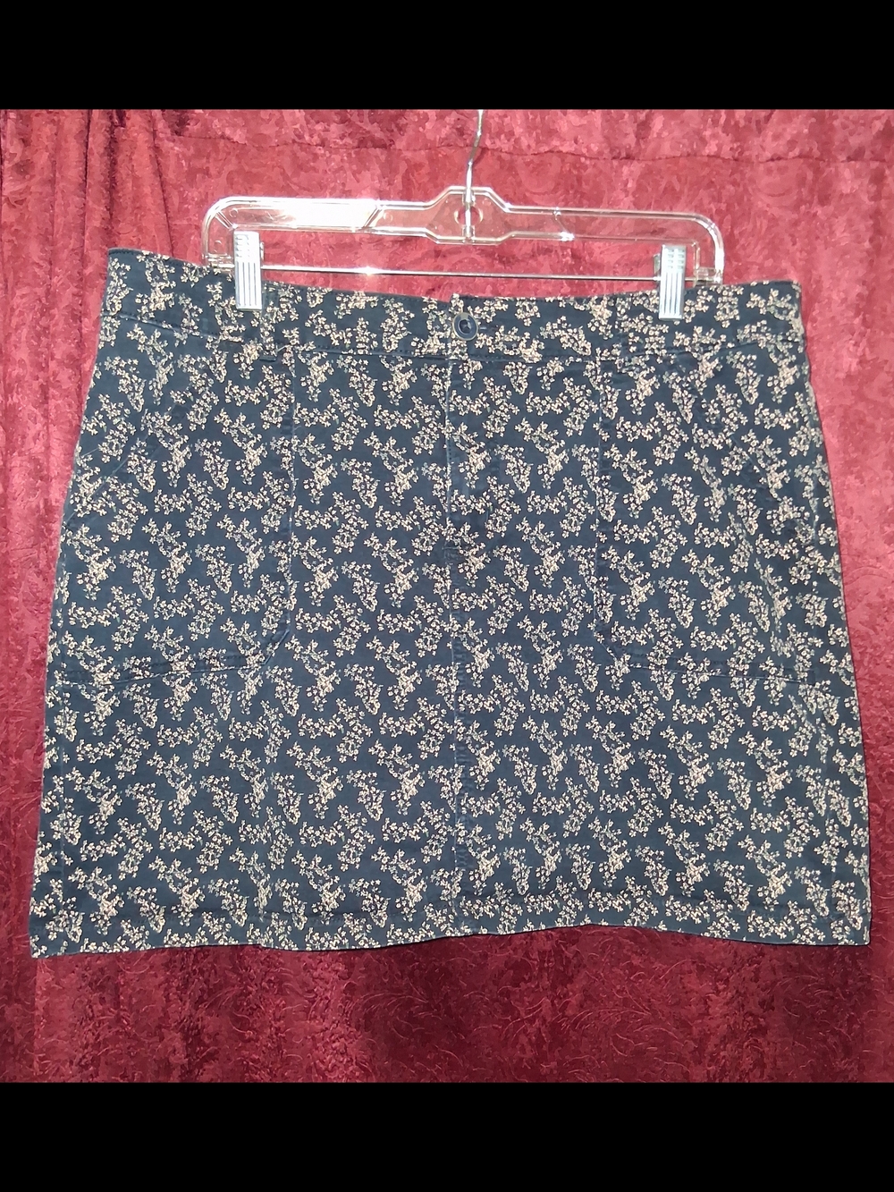 LEE Floral Print Navy Mini Skort With Zipper, Button And Belt Loops Size 16